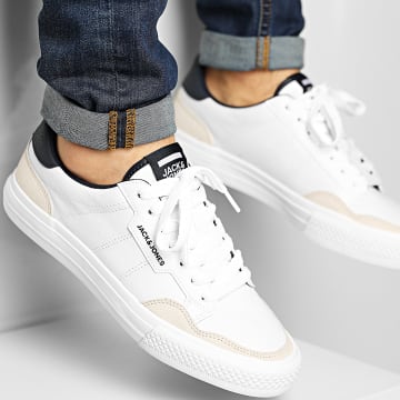 Scarpe Da Ginnastica Uomo JACK & JONES Jfwradcliffe Leather Noos – Bianco, Pelle, Tacco Piatto, Interno In Cotone, Taglia 45 EU