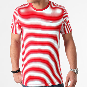 Tommy Jeans - Tee Shirt A Rayures Tommy Classics Stripe 5515 Rouge Blanc