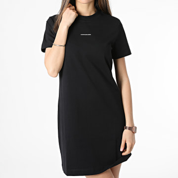  Calvin Klein - Robe Tee Shirt Femme Micro Branding 5664 Noir