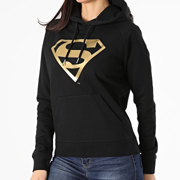  DC Comics - Sweat Capuche Femme Logo Noir Doré