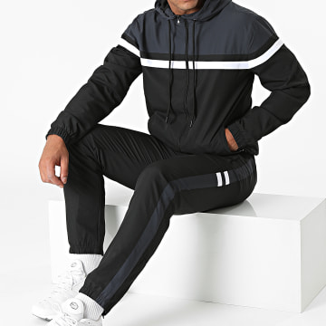  LBO - Ensemble De Survêtement Tricolore A Bandes 1179 Noir Gris Anthracite