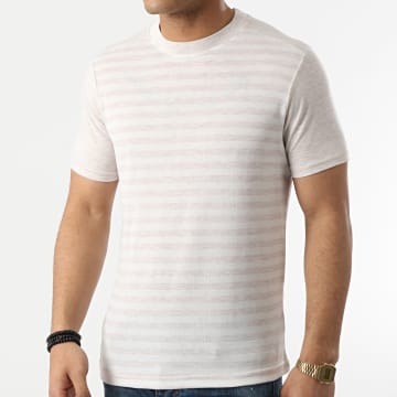 Armita - Tee Shirt A Rayures TC-564 Beige Chiné Blanc ...