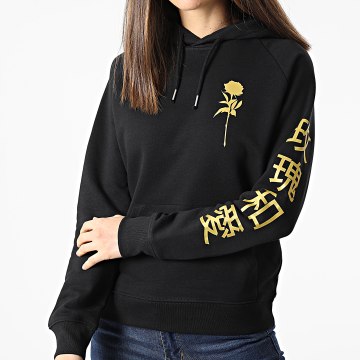 Luxury Lovers - Sudadera Mujer Roses Japón Manga Negro Oro
