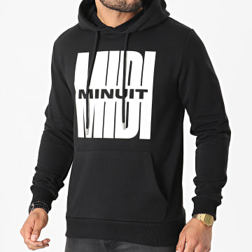 Midi Minuit - Sweat Capuche Logo Impact Noir Blanc