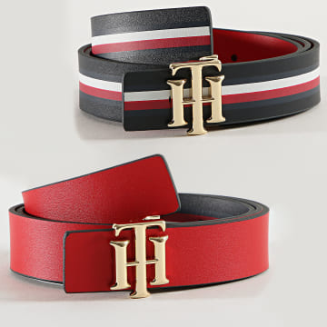 Tommy Hilfiger Ceinture Femme Reversible Logo 9817 Noir Rouge LaBoutiqueOfficielle
