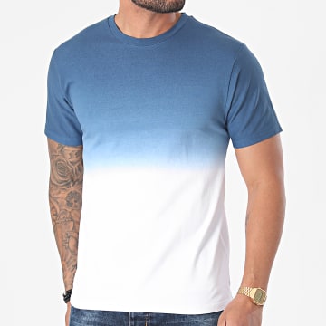  John H - Tee Shirt Oversize T110 Blanc Bleu Marine Dégradé