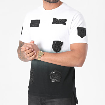 John H - Camiseta oversize T113 Blanco Negro Degradado