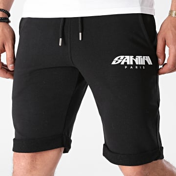 Santini - Pantalon Short Jogging Logo Noir Blanc