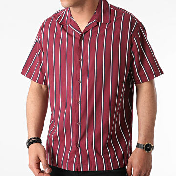  Jack And Jones - Chemise Manches Courtes A Rayures Stripe Resort Bordeaux