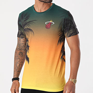  New Era - Tee Shirt Summer City AOP Miami Heat 11569520 Vert Jaune Sunset