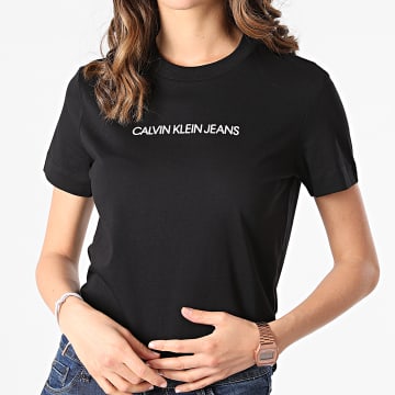 Calvin Klein - Tee Shirt Femme Shrunken Institutional 6251 Noir