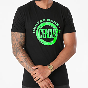 Fianso - Camiseta circular verde fluorescente negra