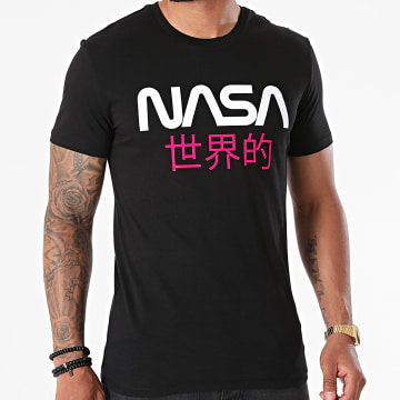  NASA - Tee Shirt Japan Noir Rose Fluo