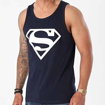  DC Comics - Débardeur Logo Bleu Marine Blanc