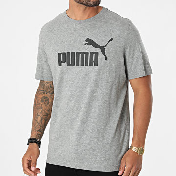  Puma - Tee Shirt Essential Logo Gris Chiné