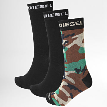  Diesel - Lot De 3 Paires De Chaussettes 00SK3A-0HAZV Noir Camouflage Vert Kaki