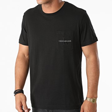  Calvin Klein - Tee Shirt Poche Monogram Embroidery 9098 Noir