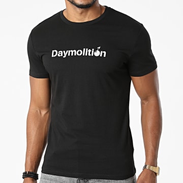 Daymolition - Maglietta con logo nero e argento