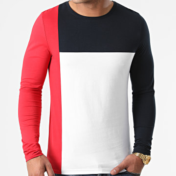  LBO - Tee Shirt Manches Longues Tricolore 1819 Blanc Bleu Marine Rouge