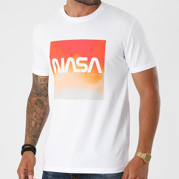 NASA - Tee Shirt Nasa Block Orange Blanc