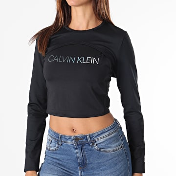  Calvin Klein - Tee Shirt Manches Longues Et Débardeur De Sport Crop Femme 00GWT1K134 Noir