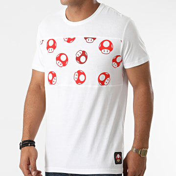  Super Mario - Tee Shirt All Over Print Toad Blanc