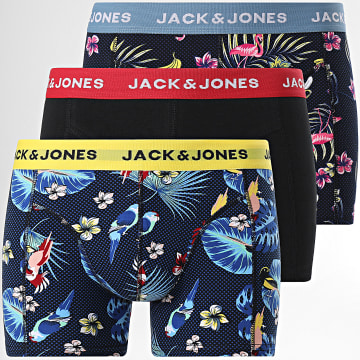  Jack And Jones - Lot De 3 Boxers Flower Bird Noir Bleu Marine Floral