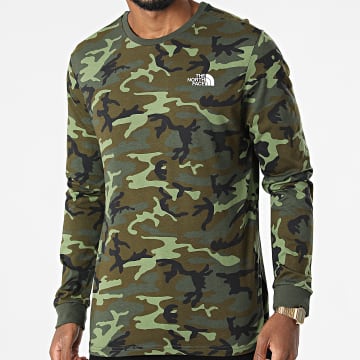  The North Face - Tee Shirt Manches Longues Simple Dome A3L3B Vert Kaki Camouflage