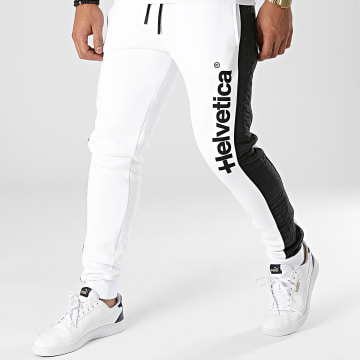  Helvetica - Pantalon Jogging A Bandes Frejus 2 Blanc