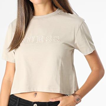  Guess - Tee Shirt Femme Crop O1GA06 Beige