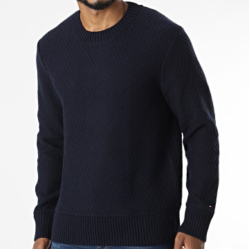 Tommy Hilfiger - Pull Herringbone 9570 Bleu Marine