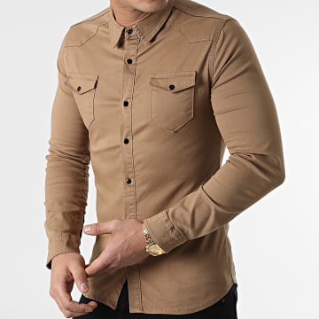 LBO - Chemise Jean Manches Longues Slim Fit 2087 Camel