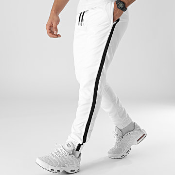  LBO - Pantalon Jogging A Bandes Noir 0024 Blanc