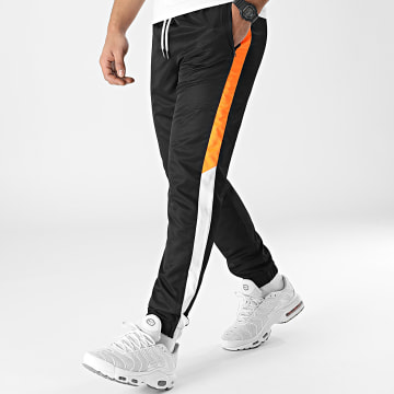  LBO - Pantalon Jogging Tricolore A Bandes 0026 Noir Orange