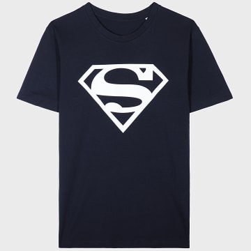  DC Comics - Tee Shirt Enfant Logo Bleu Marine Blanc