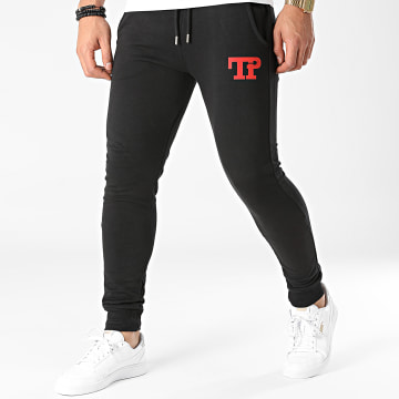 Temps Plein - Pantalon Jogging Logo Noir Rouge
