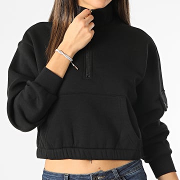 Only - Sweat Col Zippé Femme Crop Gwen Noir