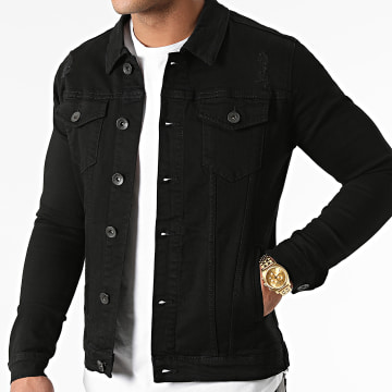 Aujourd'hui la nouvelle veste en jean noir denim Bouton en Métal RN36469 XL 