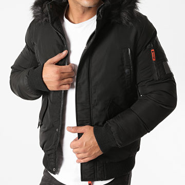 Deeluxe - Cazadora Bomber Con Capucha De Pelo De Tiburón Negro