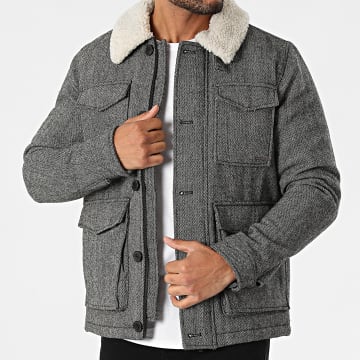  Teddy Smith - Veste Col Mouton Geraud Gris Chiné