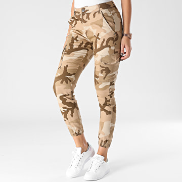  Girls Outfit - Jogger Pant Femme Camouflage 6752 Beige Marron