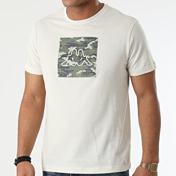  Kappa - Tee Shirt Logo Ivala 38138RW Blanc Vert Kaki Camouflage