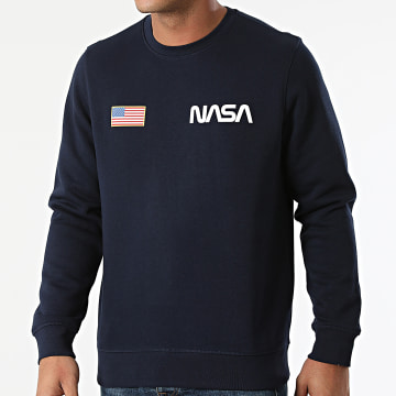  NASA - Sweat Crewneck Chest Flag Bleu Marine