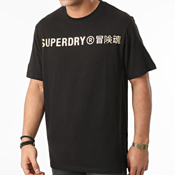 Superdry - Camiseta con logotipo de lámina corporativa M1011253A negro dorado