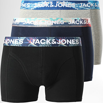  Jack And Jones - Lot De 3 Boxers Dominic Noir Bleu Marine Gris Chiné