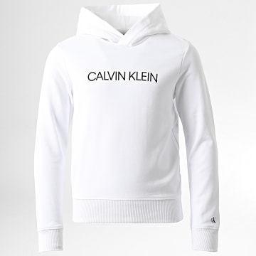  Calvin Klein - Sweat Capuche Enfant Institutional Logo 0163 Blanc