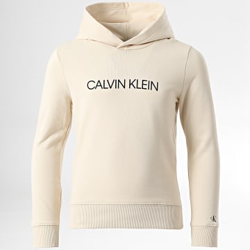  Calvin Klein - Sweat Capuche Enfant Institutional Logo 0163 Beige