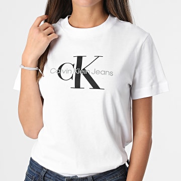 Calvin Klein - Camiseta Mujer Core Monogram 9142 Blanco