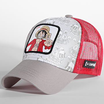  Capslab - Casquette Trucker Luffy Gris Rouge