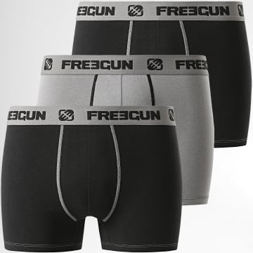  Freegun - Lot De 3 Boxers Ultra Stretch Noir Gris